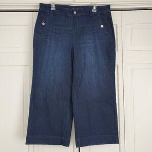 Chico's Trouser Pull-On Wide Leg Cropped Jeans, Size 2.5